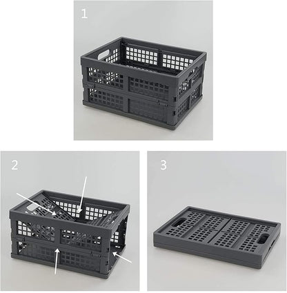 15 Liter Collapsible Crates, Plastic Folding Basket Bins Set of 3