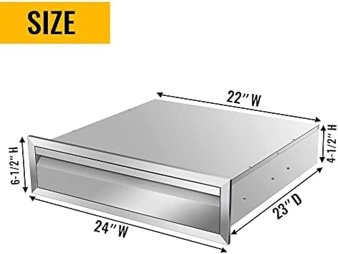 Outdoor Kitchen Stainless Steel Triple Access BBQ Drawers With Handle For BBQ Island Patio Grill Station,Single Drawer