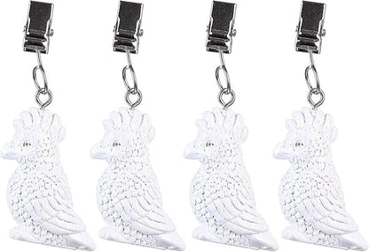TwoFish Home Set of 4 White Macaw Tablecloth Weights Clips Handicraft White Macaw Tablecloth Clamps Pack of 4
