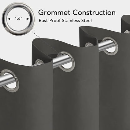 Easy-Going 100% Waterproof Outdoor Curtains 54x84 inch, Dark Grey | Windproof - Image 3