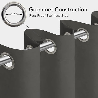Easy-Going 100% Waterproof Outdoor Curtains 54x96 inch, Dark Grey | Windproof - Image 3
