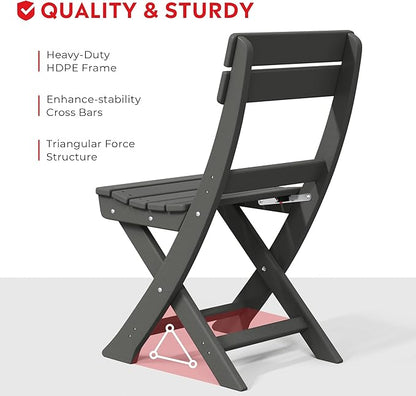 Costaelm Paradise 3-Piece Outdoor HDPE Folding Patio Bistro Table and Chairs, Gray