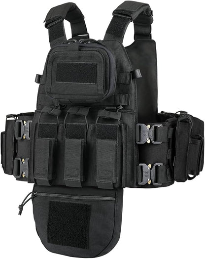 BOMTURN Great Tactical Outdoor Vest for Men Multifunctional Modular Molle Vest with Metal Buckles