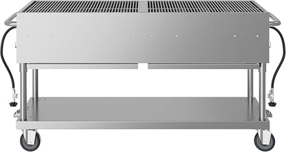 60 in. Commercial Mobile Outdoor Propane Gas Grill, ETL Listed in Stainless-Steel (KM-CGM-60)