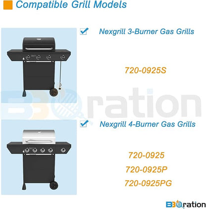 Grill Parts for Nexgrill 4 Burner 720-0925 720-0925P 720-0925PG, Cooking Grate, Heat Shield and Burner Kit for Nexgrill 720-0925P Replacement Parts for Nexgrill 4 Burner 720-0925