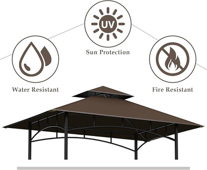 5x8Ft Grill Gazebo Replacement Top, Water-Resistant Fabric, BBQ Gazebo Cover - Image 2
