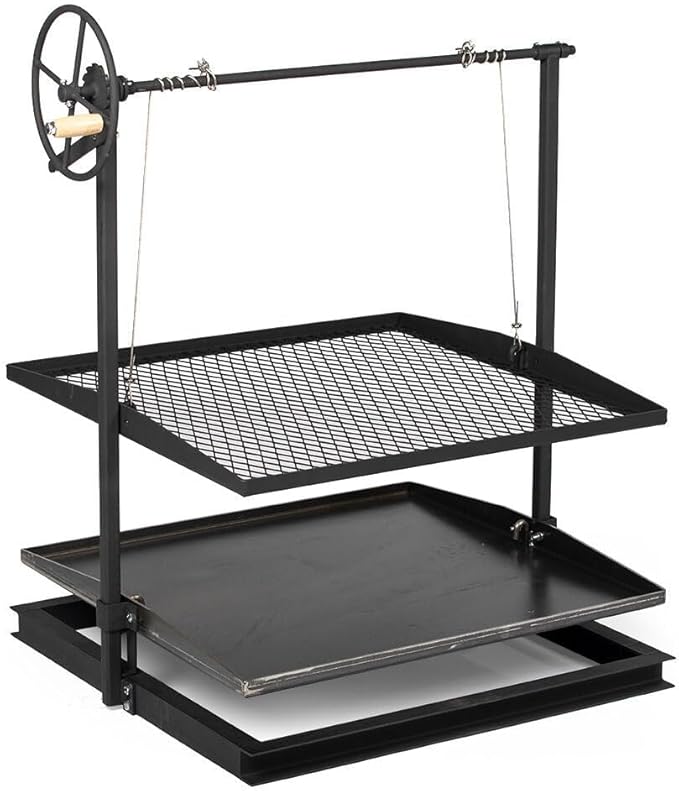TITAN GREAT OUTDOORS Ash & Ember Adjustable Campfire Asado Grate and Griddle, Open Flame Adjustable Wood Cooking Surface