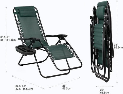 Nazhura Set of 2 Relaxing Recliners Patio Chairs Adjustable Steel Mesh Zero - Image 3