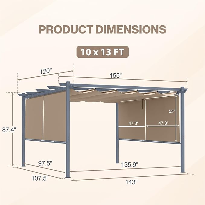 10 x 13 ft Outdoor Pergola - Image 5