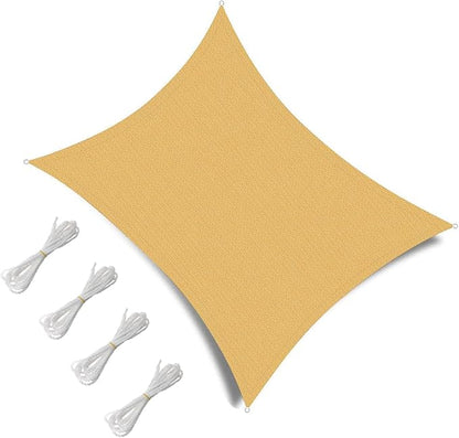 8' x 10' Rectangle Sun Shade Sail, 185 GSM HDPE, Sand | 95% UV block, - Image 2