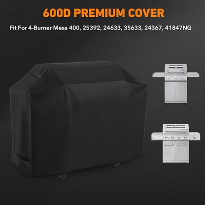 Heavy Duty 600D Polyester 54-inches Cover Compatible with All Monument 4-Burner Grills Mesa 400, 25392, 24633, 35633, 24367, 41847NG Grills, Water Resistant Outdoor Cover, All Weather Protection