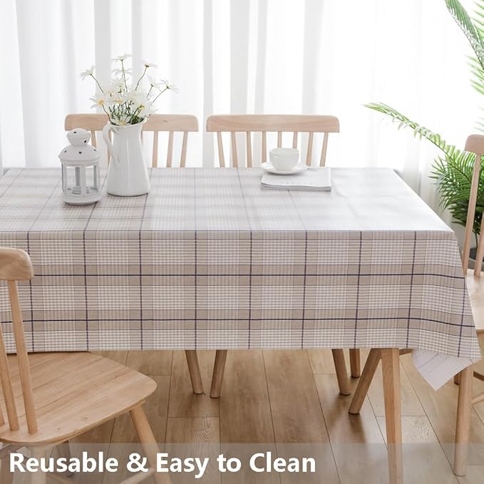 TruDelve Heavy Duty Vinyl Table Cloth for Kitchen Dining Tables Wipeable PVC Tablecloth for Rectangle Table (54'' x 108'', Lattice-3)