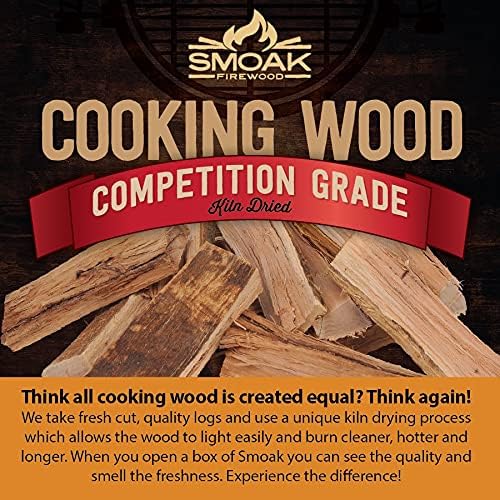 Smoak Firewood Cooking Wood Logs - USDA Certified Kiln Dried (8inch Pieces, 20-25lbs - Maple)