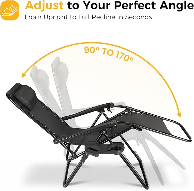 NEWBULIG Zero Gravity Chairs Set of 4, Folding Lounge Recliner Chair | Portable - Image 3