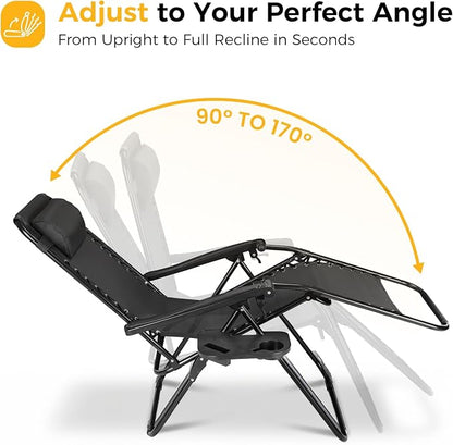 NEWBULIG Zero Gravity Chairs Set of 4, Folding Lounge Recliner Chair | Portable - Image 3