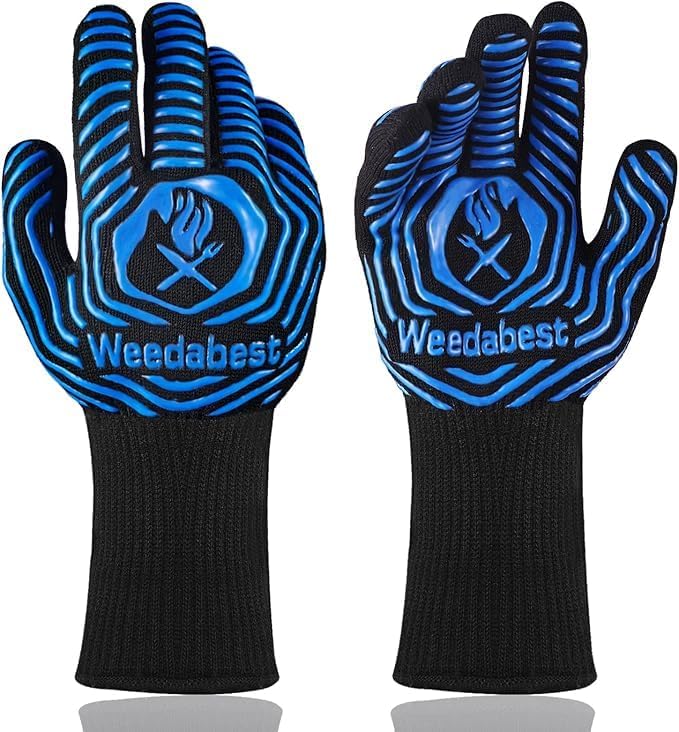 BBQ Gloves, 1472°F Heat Resistant Grill Gloves by WEEDABEST