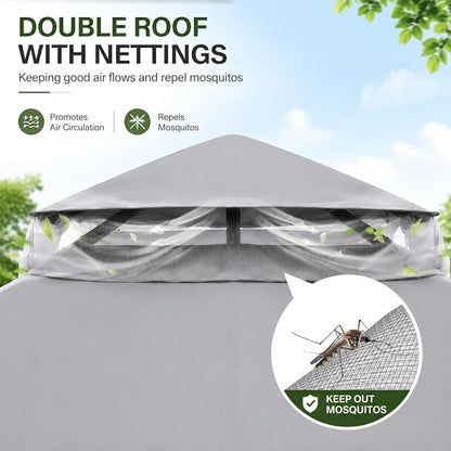 12'x12' Outdoor Gazebo, Metal Frame Heavy Duty Patio Canopy Tent Shelter - Image 9