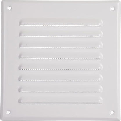 Vent Systems 5 x 5 Inch (Inner) White Vent Cover - Square Metal HVAC Return Air Grille with Mesh Screen - Register Wall Vent Duct Grill - Outdoor, Indoor, Crawlspace Exhaust Ventilation
