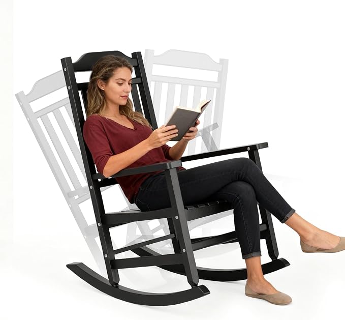 3 Piece Outdoor Rocking Bistro Set, Resin Rocking Chairs Outdoor Indoor - Image 6