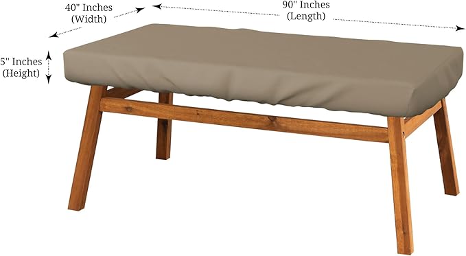 Covers & All Rectangle Table Top Cover, 12 Oz Waterproof UV & Weather Resistant Patio Table Cover, Outdoor Table Cover for Patio Furniture (90" L x 40" W x 5" H, Beige)