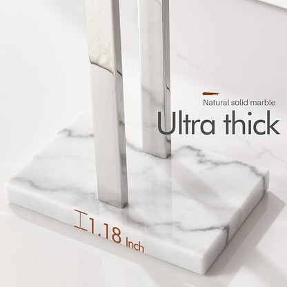KOKOSIRI Floor Stand Towel Rack for Bathroom 2-Tier Free Standing Towel Holder with Heavy Marble Base Thicken Steady Design Polished Chrome Stainless Steel THS0005-CH