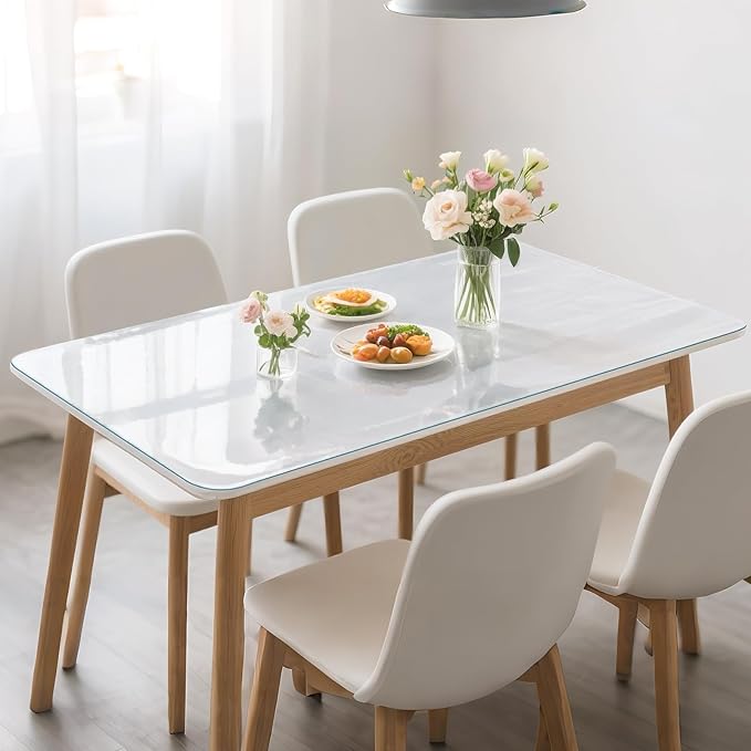Frosted Table Protector 42 x 42 Inch, 1.4mm Thick Waterproof PVC Plastic Table Cover, Durable Table Pad for Dining Room, Kitchen, Writing Desk, and Coffee Tables