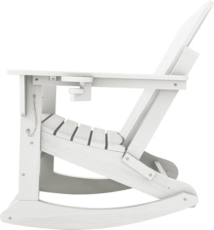 Adirondack Rocking Chair with Ottoman and Cup Holders | HDPE Porch Rocker - Image 8