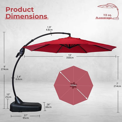 Grand patio 12FT Cantilever Round Umbrella - Image 4