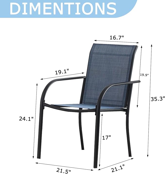 Stackable Patio Chairs Set of 4, Outdoor Dining Chairs - Image 3