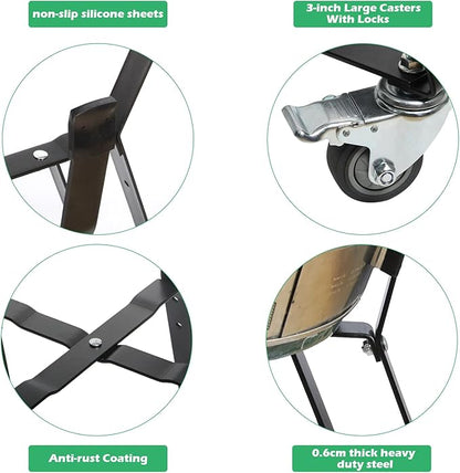 Rolling Cart Stand for Large Big Size Green Egg with Heavy Duty Locking Caster Wheels Powder Coated Steel Rolling Outdoor Cart Rolling Stand Big Size Green Egg Smoker Kamado Joe Grill Stand Accessory