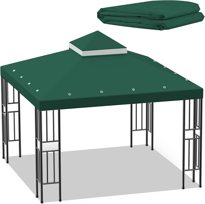 Sumfaller 10x10 FT Gazebo Replacement Canopy Top Cover | Double Tiered Canopy by Unknown