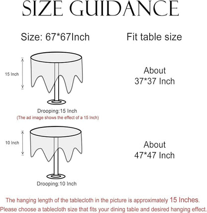 Designer French Linen Tablecloth for Round Table,Red and Blue Floral Rustic Durable Tablecloths,Decor Table Cover for Kitchen,Dining,Thanksgiving,Farmhouse,Diameter 67"-Burgundyred