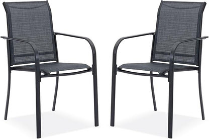 DIFY Patio Chairs Set of 2, Stackable Textilene Outdoor Dining Chairs by DIFY