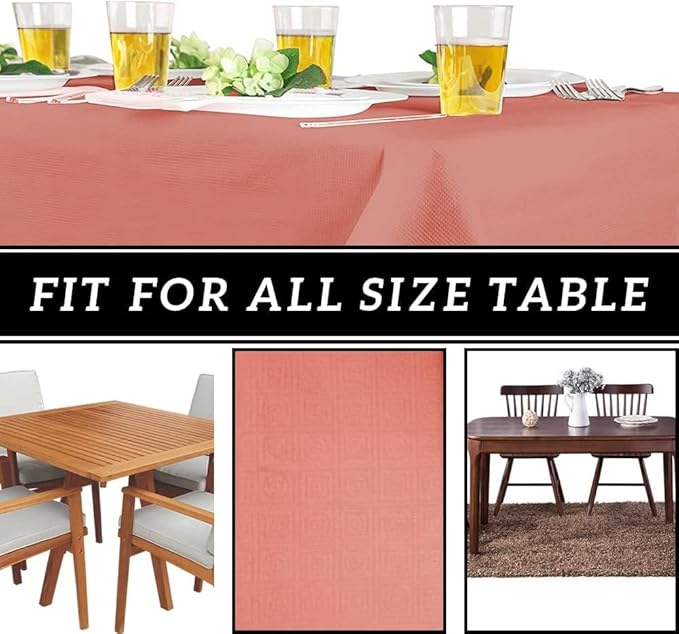 PARTY BARGAINS 5 Disposable Table Covers - 54" X 108" Red Table Cover, 3 Ply Paper & Plastic Tablecloth