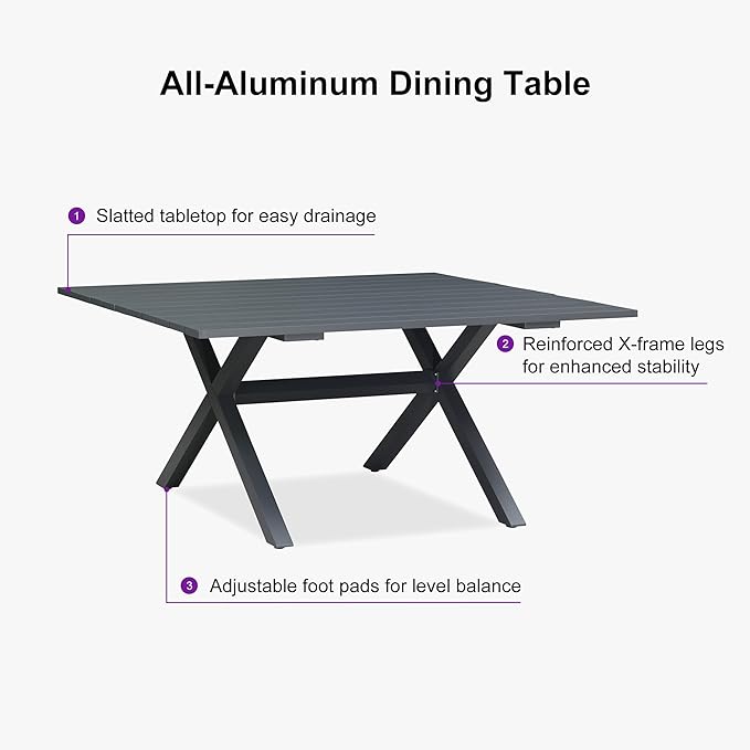 PURPLE LEAF 14 Pieces Outdoor Dining Set All Weather Wicker Patio Dining Set with Rectangular Aluminum Table and Modern Armrest Dining Chairs for Garden Deck Backyard Kitchen, Grey