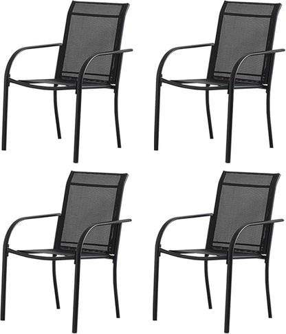 Outdoor Dining Chairs Set of 4, Stackable Patio Chair - Image 7