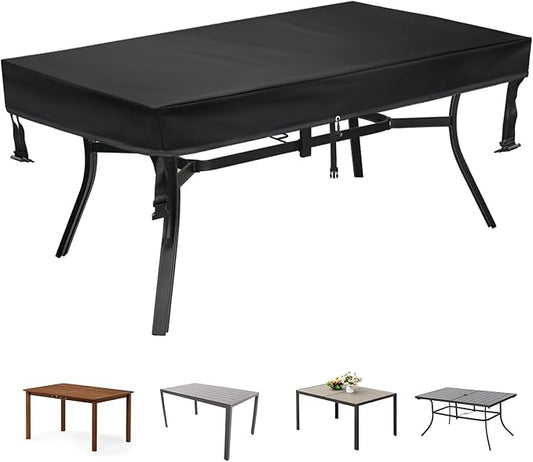 TOHONFOO Rectangular Patio Table Cover - Waterproof Anti-UV Outdoor Dining Table Cover - Outdoor Patio Furniture Cover 60" L x 38" W x 6" H, Black