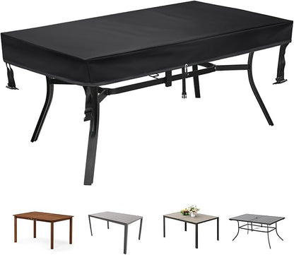 TOHONFOO Rectangular Patio Table Cover - Waterproof Anti-UV Outdoor Dining Table Cover - Outdoor Patio Furniture Cover 70" L x 40" W x 6" H, Black