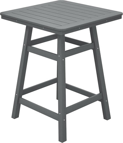 Costaelm Outdoor Bar Table, 37" Counter Height Square Patio Cocktail Bar Table with Umbrella Hole, Patio Bistro Dining Pub Table for Front Porch Deck Backyard Garden, Gray