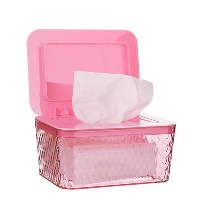 Wipes Dispenser, One-Handed Operation Wipe Holder for Baby & Adult, Seal-Designed Wipes Container for Bathroom Keep Diaper Wipes Fresh (Pink)