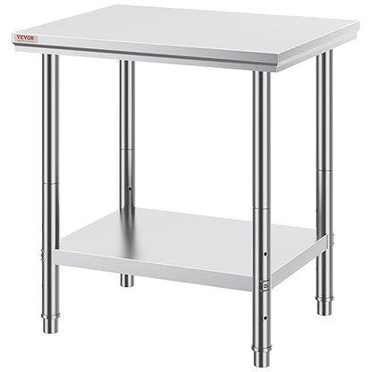 Mophorn Commercial Worktable & Workstation 24 x 30 x 32 Inch Stainless Steel Work Table Heavy Duty Commercial Food Prep Work Table for Home, Kitchen, Restaurant Metal Prep Table with Adjustable Feet