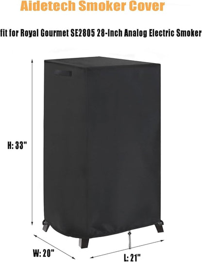 Smoker Cover for Royal Gourmet SE2805 28-Inch Analog Electric Smoker, Waterproof Outdoor BBQ Electric Smoker Cover - 21" L x 20" W x 33" H
