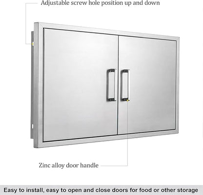 Outdoor Kitchen Door, 36" W21 H, Stainless Steel BBQ Double Door, Island or Outdoor Kitchen Access
