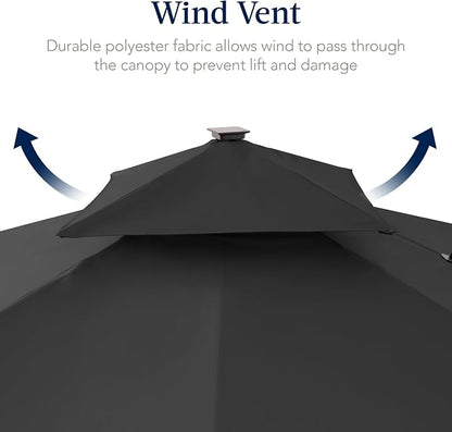 Best Choice Products 12x12ft LED Cantilever Patio Umbrella w/Base Included & - Image 7