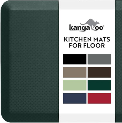 KANGAROO Thick Ergonomic Anti Fatigue Mats for Kitchen Floor, Cushioned Standing Office Desk Mat, Waterproof Scratch Resistant Topside, Supportive All Day Comfort Padded Foam Rugs, 17x24, Hunter Green