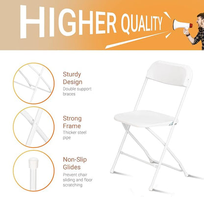 VINGLI 5 Pack White Plastic Folding Chair, Indoor Outdoor Portable Stackable - Image 4