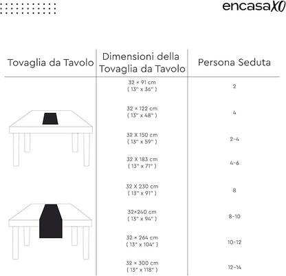 Encasa XO Table Runner 13"x94" Long | Cotton Canvas Fabric | B Grey Solid Color | Machine Washable & Durable
