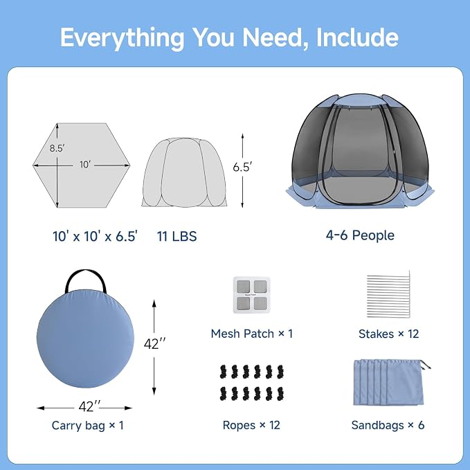 Alvantor Pop Up Screen House Tent, Instant Outdoor Gazebo - Image 8