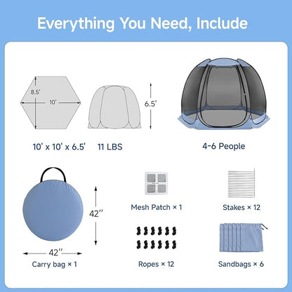 Alvantor Pop Up Screen House Tent, Instant Outdoor Gazebo - Image 8