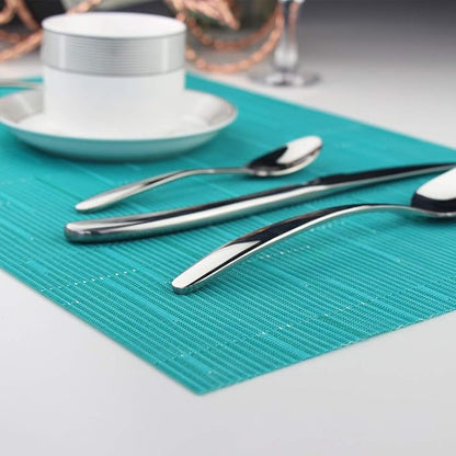 PIGCHCY Placemats,Durable Heat Resistant Placemats for Dining Table,Washable Woven Vinyl Kitchen Placemats Set of 4 (18 x 12 inches, Turquoise)